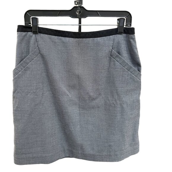 H&m Gray‎ Polyester, Viscose and Linen Blend Skirt Front Pockets Size 12 - Picture 4 of 10
